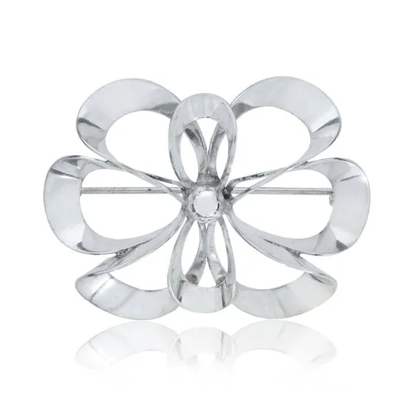 Niels Erik From Mid Century Denmark Circular Oval Floral Sterling Silver Brooch Purple Creek Holly Springs, NC