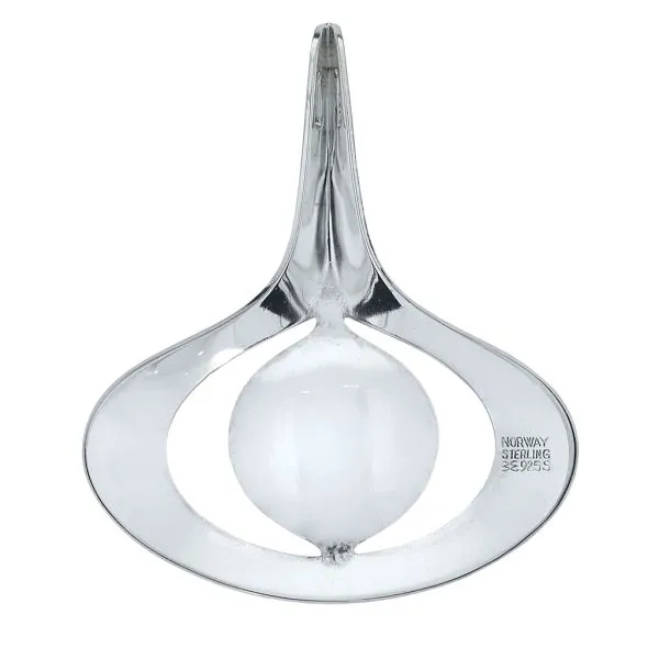 Aksel Holmsen Mid Century Guilloche White Enamel Sterling Silver Pendant Image 4 Purple Creek Holly Springs, NC