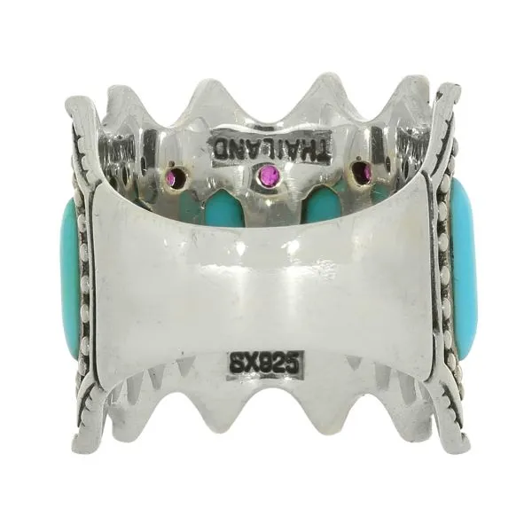 Sterling Silver Turquoise & Ruby Beaded Halo Ring Image 4 Purple Creek Holly Springs, NC