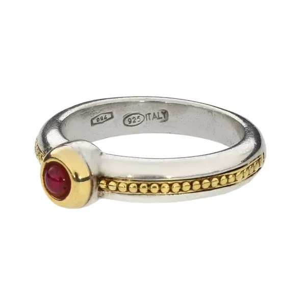 18K Yellow Gold & Sterling Silver Ruby Cabochon Ring Image 4 Purple Creek Holly Springs, NC