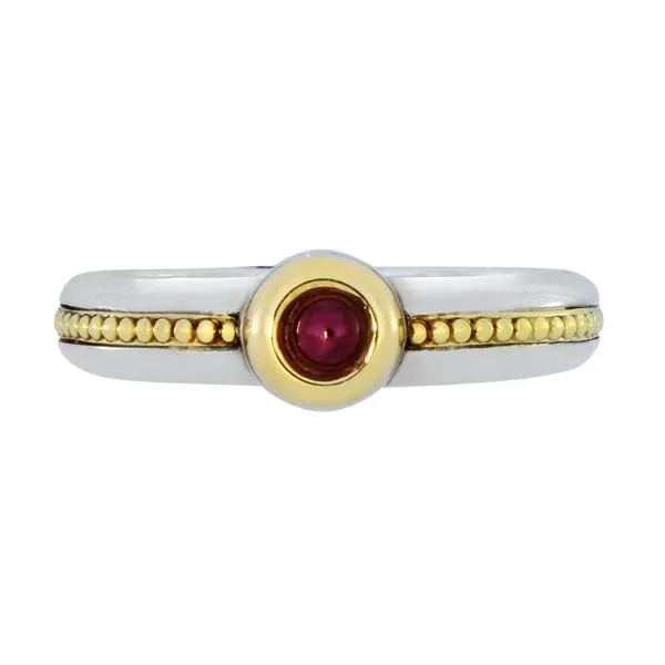 18K Yellow Gold & Sterling Silver Ruby Cabochon Ring Image 3 Purple Creek Holly Springs, NC