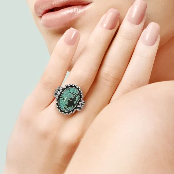 Vintage Sterling Silver Spiderweb Turquoise Beaded Ring Image 2 Purple Creek Holly Springs, NC