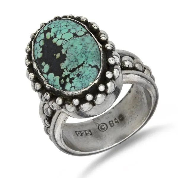 Vintage Sterling Silver Spiderweb Turquoise Beaded Ring Purple Creek Holly Springs, NC