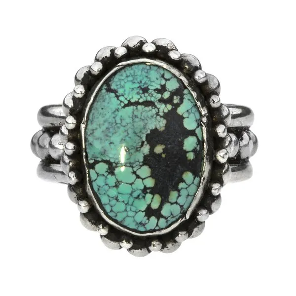 Vintage Sterling Silver Spiderweb Turquoise Beaded Ring Image 3 Purple Creek Holly Springs, NC