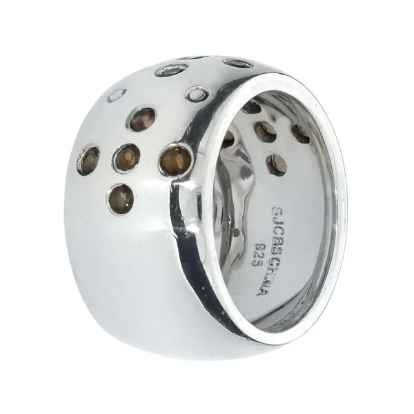 Sterling Silver Domed Wide Band with Inset Smoky Quartz Image 4 Purple Creek Holly Springs, NC