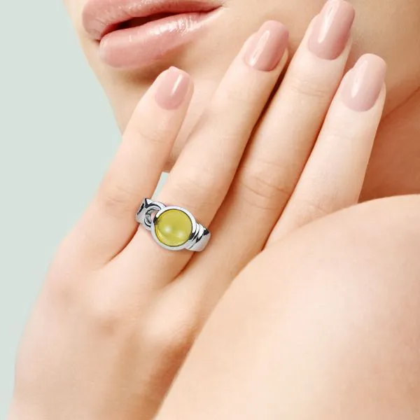 Sterling Silver 4.20ct Round Citrine Cabochon Ring Image 2 Purple Creek Holly Springs, NC