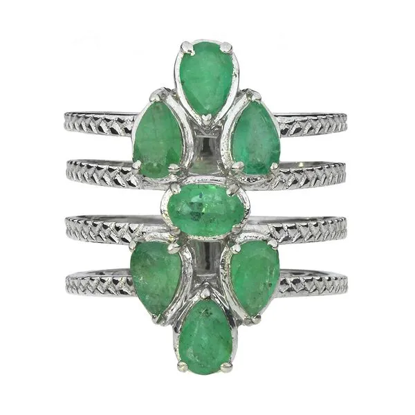 Sterling Silver 2.48ctw Emerald Multi Shank Ring Image 3 Purple Creek Holly Springs, NC