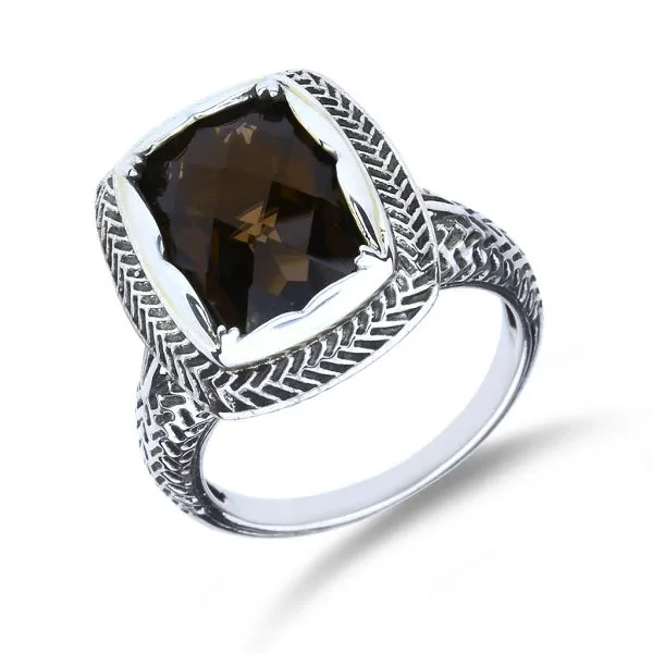 Sterling Silver 9.50 Checkboard Cushion Smoky Quartz Ring Purple Creek Holly Springs, NC