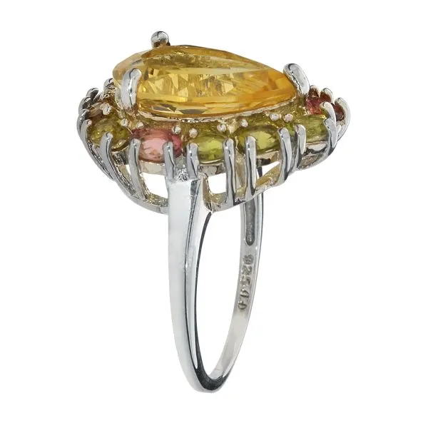Sterling Silver 5.50ct Pear Citrine & Tourmaline Cluster Ring Image 4 Purple Creek Holly Springs, NC