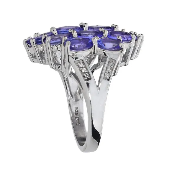 Sterling Silver 8.27ctw Tanzanite & White Zircon Cluster Ring Image 4 Purple Creek Holly Springs, NC