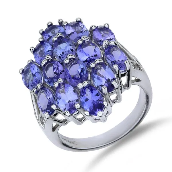 Sterling Silver 8.27ctw Tanzanite & White Zircon Cluster Ring Purple Creek Holly Springs, NC