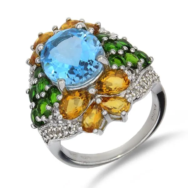 Sterling Silver 11.10ctw Mixed Gemstone Statement Ring Purple Creek Holly Springs, NC