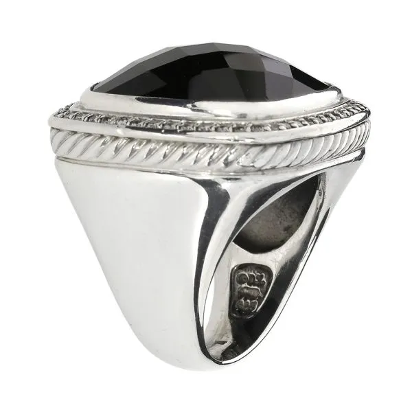 David Yurman Sterling Silver Large Albion Black Onyx & Diamond Ring Image 4 Purple Creek Holly Springs, NC