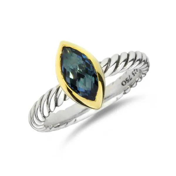 David Yurman 18K Yellow Gold & Sterling Blue Topaz Color Classic Ring Purple Creek Holly Springs, NC