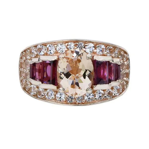 Sterling Silver Morganite, Tourmaline and Topaz Rose Gold Washed Ring Image 3 Purple Creek Holly Springs, NC