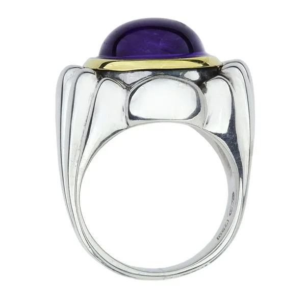 18K Yellow Gold & Sterling Silver 8.75ct Amethyst Cabochon Ring Image 4 Purple Creek Holly Springs, NC
