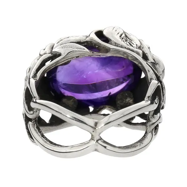 Vintage Sterling Silver 11.00ct Amethyst Cabochon Floral Ring Image 5 Purple Creek Holly Springs, NC