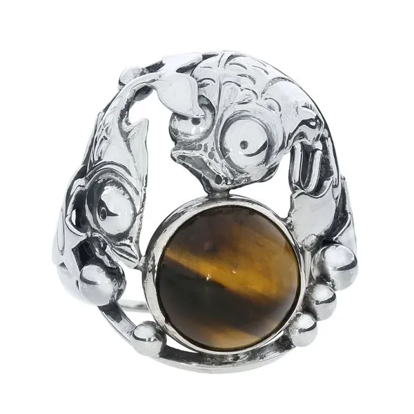 Niels Erik From Vintage Denmark Modernist Sterling Koi Bubble Fish Tigers Eye Ring Image 3 Purple Creek Holly Springs, NC