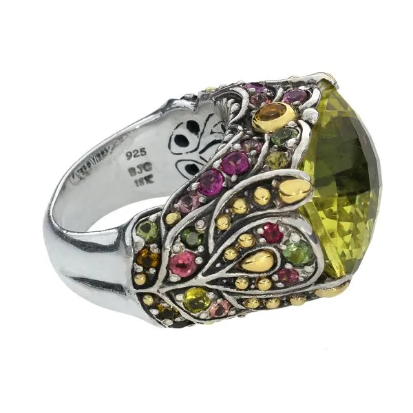 Samuel B Bold Statement 18K Yellow Gold & Sterling 14.72ct Lemon Quartz and Tourmaline Ring Image 5 Purple Creek Holly Springs, NC