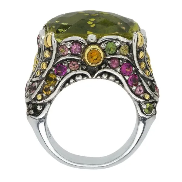 Samuel B Bold Statement 18K Yellow Gold & Sterling 14.72ct Lemon Quartz and Tourmaline Ring Image 3 Purple Creek Holly Springs, NC