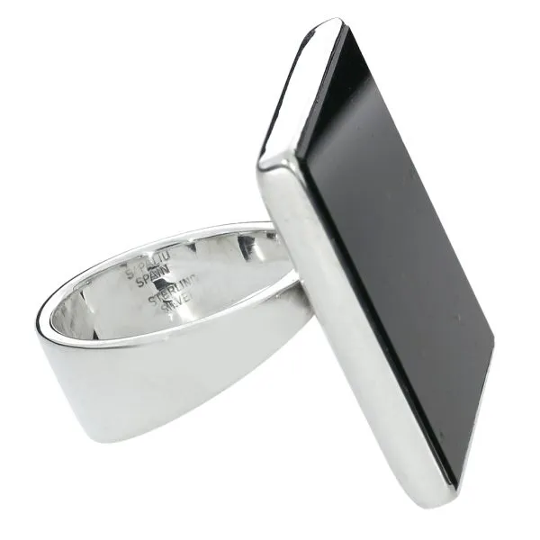 Joachim S Paliu Vintage Sterling Silver Modernist Bloodstone Statement Ring Image 5 Purple Creek Holly Springs, NC