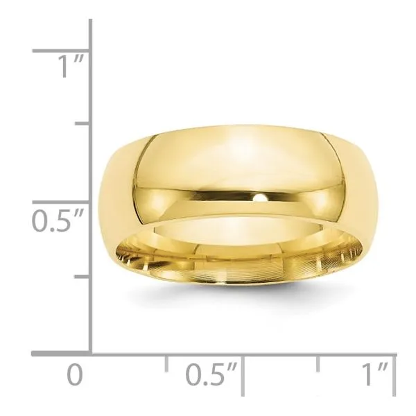 18K Yellow Gold 8mm Comfort Fit Half Round Band - Size 4.5 Image 3 Quantum Qarat  Phoenix, AZ