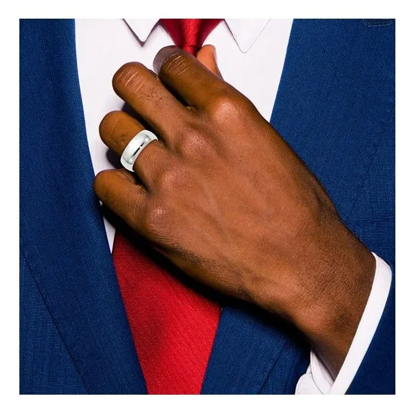 10K White Gold 8mm Comfort Fit Half Round Band - Size 5.5 Image 5 Quantum Qarat  Phoenix, AZ