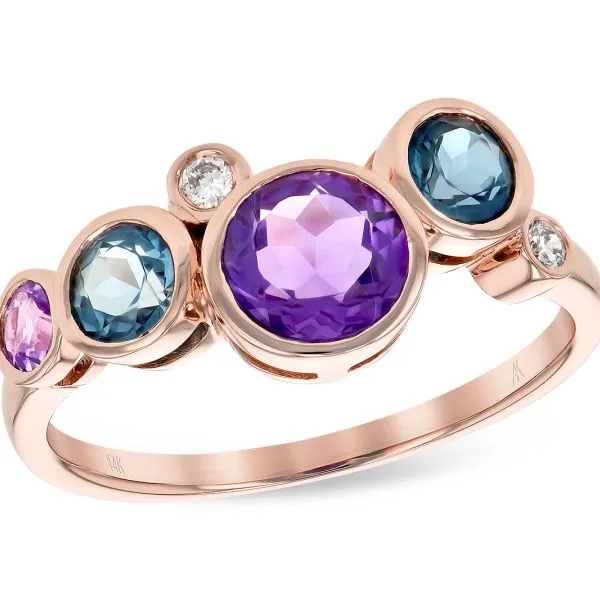 Blue Topaz, Amethyst, & Diamond Ring Rihner's Jewelry Gretna, LA