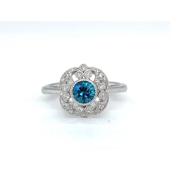 Blue Zircon Flower Filigree Ring  Sanders Jewelers Gainesville, FL