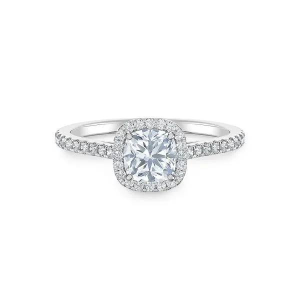 Forevermark halo style cushion diamond engagement ring