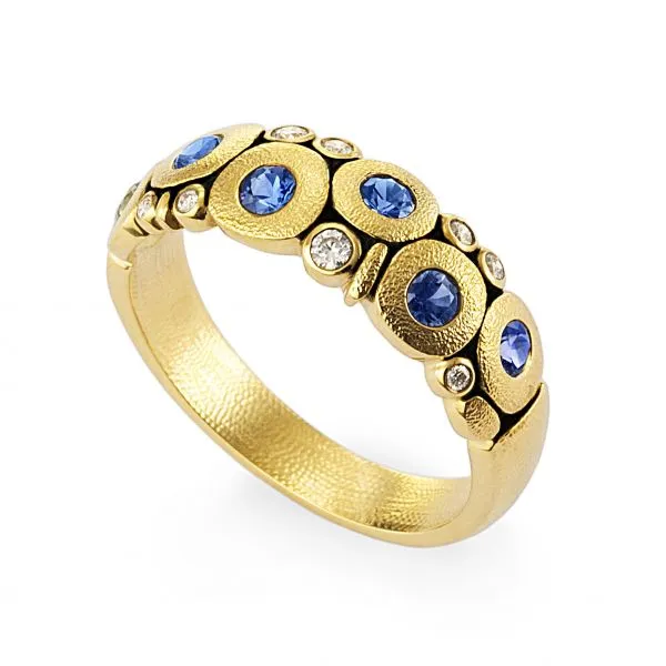 Alex Sepkus Blue Sapphire and Diamond Candy Dome Ring