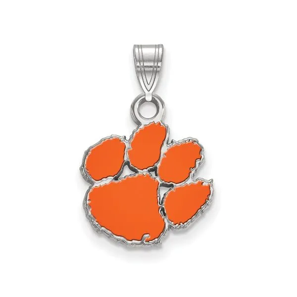 Sterling Silver Clemson University Small Enamel Pendant Score's Jewelers Anderson, SC