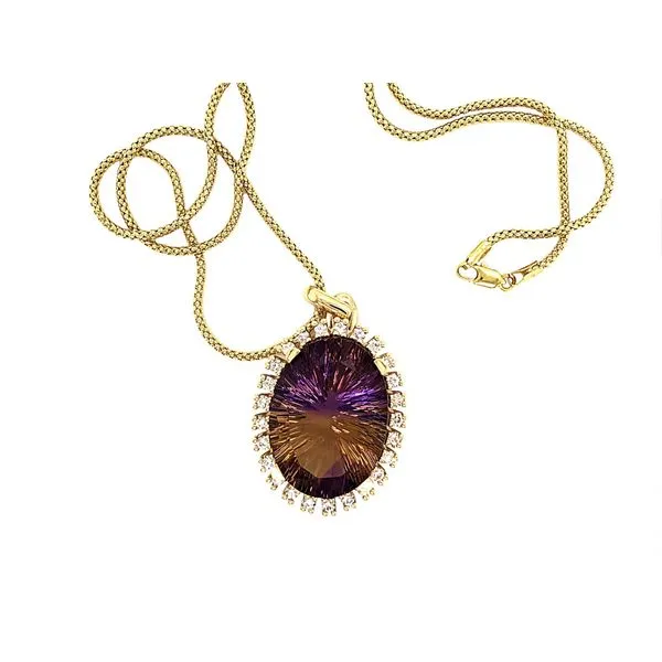 14 KARAT YELLOW GOLD AMETRINE HALO PENDANT Image 2 The Hunt House Fine and Custom Jewellery Huntsville, ON