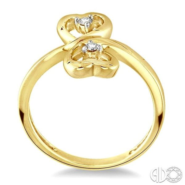 1/20 Ctw Round Cut Dual Heart Diamond Ring in 14K Yellow Gold Image 3 Becker's Jewelers Burlington, IA