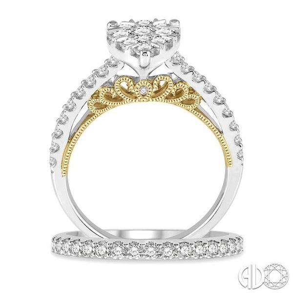 1 1/3 Ct Diamond Lovebright Wedding Set with 1 1/10 Ctw Pear Shape Engagement Ring in White and Yellow Gold & 1/3 Ct Wedding Ban Image 3 Becker's Jewelers Burlington, IA