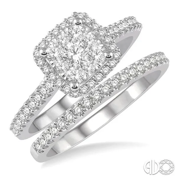 3/4 ct Lovebright Diamond Wedding Set With 1/2 ct Square Sha