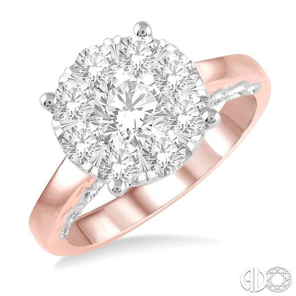 1 1/2 ct Lovebright Diamond Cluster Ring in 14K Rose and White Gold Becker's Jewelers Burlington, IA