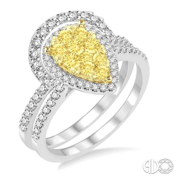 1 Ctw Pear Shape White and Yellow Diamond Lovebright Wedding Set with 3/4 Ctw Engagement Ring and 1/4 Ctw Wedding Band in 14K Wh Becker's Jewelers Burlington, IA