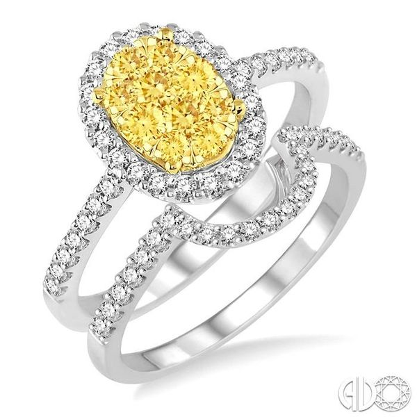 1 Ctw Oval Shape Yellow and White Diamond Lovebright Wedding Set with 3/4 Ctw Engagement Ring and 1/4 Ctw Wedding Band in 14K Wh Becker's Jewelers Burlington, IA