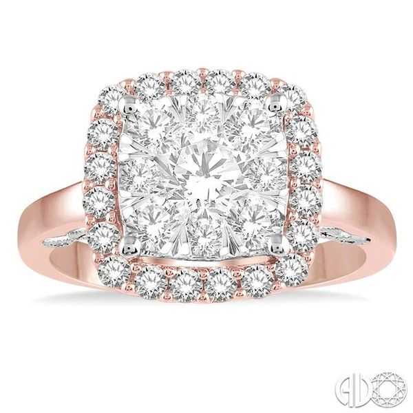 1 1/2 Ctw Cushion Shape Lovebright Round Cut Diamond Cluster Ring in 14K Rose and White Gold Image 2 Becker's Jewelers Burlington, IA