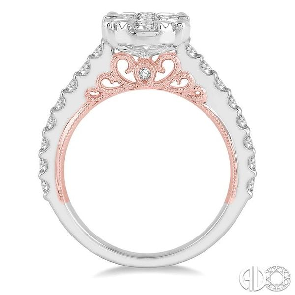 1 1/2 Ctw Oval Shape Lovebright Round Cut Diamond Ring in 14K White and Rose Gold Image 3 Becker's Jewelers Burlington, IA