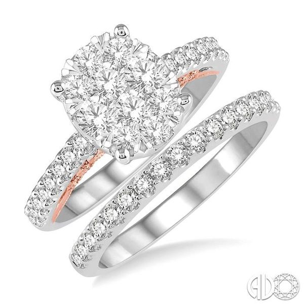 1 1/3 ctw Lovebright Diamond Wedding Set With 1 1/20 ctw Oval Shape Engagement Ring in 14K White and Rose Gold and 1/3 ctw Weddi Becker's Jewelers Burlington, IA