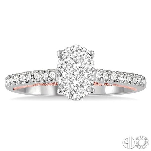 1/2 Ctw Oval Shape Lovebright round Cut Diamond Ring in 14K White and Rose Gold Image 2 Becker's Jewelers Burlington, IA