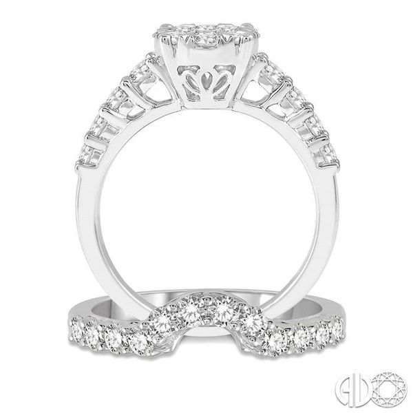 1 5/8 Ctw Lovebright Diamond Wedding Set With 1 1/10 Ctw Round Shape Engagement Ring and 1/2 Ctw U-Drop Wedding Band in 14K Whit Image 3 Becker's Jewelers Burlington, IA