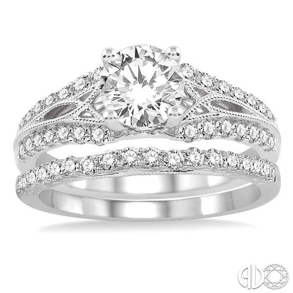 1 1/6 Ctw Diamond Wedding Set with 7/8 Ctw Round Cut Engagement Ring and 1/4 Ctw Wedding Band in 14K White Gold Image 2 Becker's Jewelers Burlington, IA