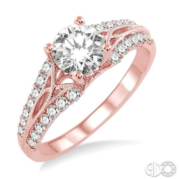 7/8 Ctw Diamond Engagement Ring with 1/2 Ct Round Cut Center Stone in 14K Rose Gold Becker's Jewelers Burlington, IA