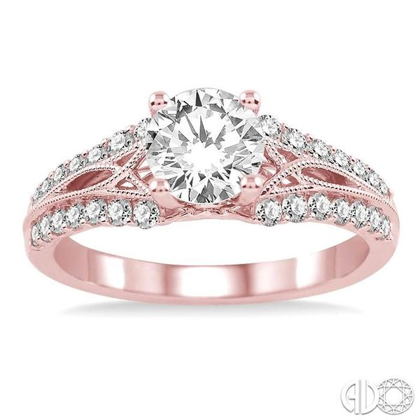 7/8 Ctw Diamond Engagement Ring with 1/2 Ct Round Cut Center Stone in 14K Rose Gold Image 2 Becker's Jewelers Burlington, IA