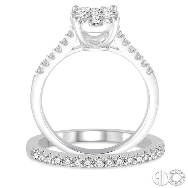 1 Ctw Diamond Lovebright Wedding Set With 3/4 Ctw Oval Shape Engagement Ring and 1/5 Ctw Wedding Band in 14K White Gold Image 3 Becker's Jewelers Burlington, IA