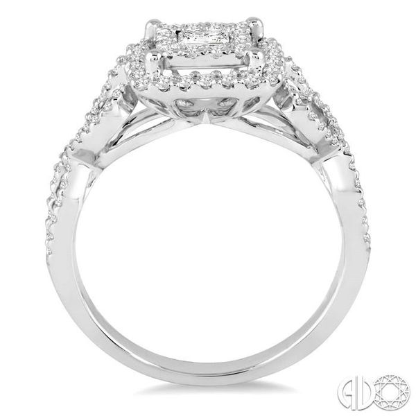 3/4 Ctw Round Cut Diamond Lovebright Square Shape Engagement Ring in 14K White Gold Image 3 Becker's Jewelers Burlington, IA