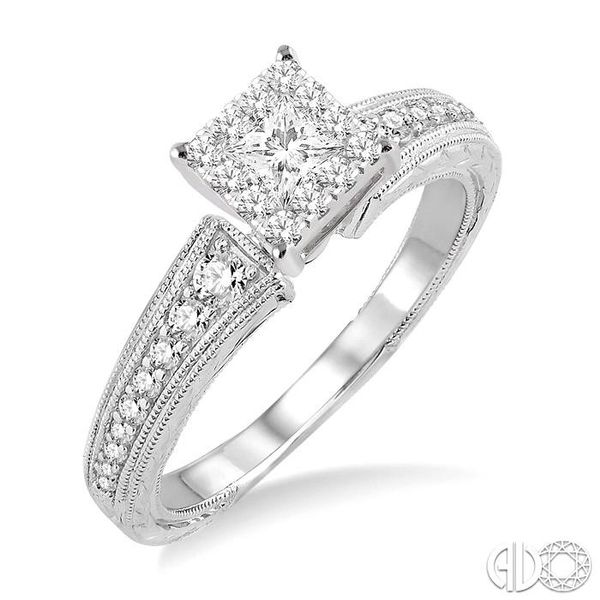 1/2 Ctw Round Cut Diamond Lovebright Engagement Ring in 14K White Gold Becker's Jewelers Burlington, IA